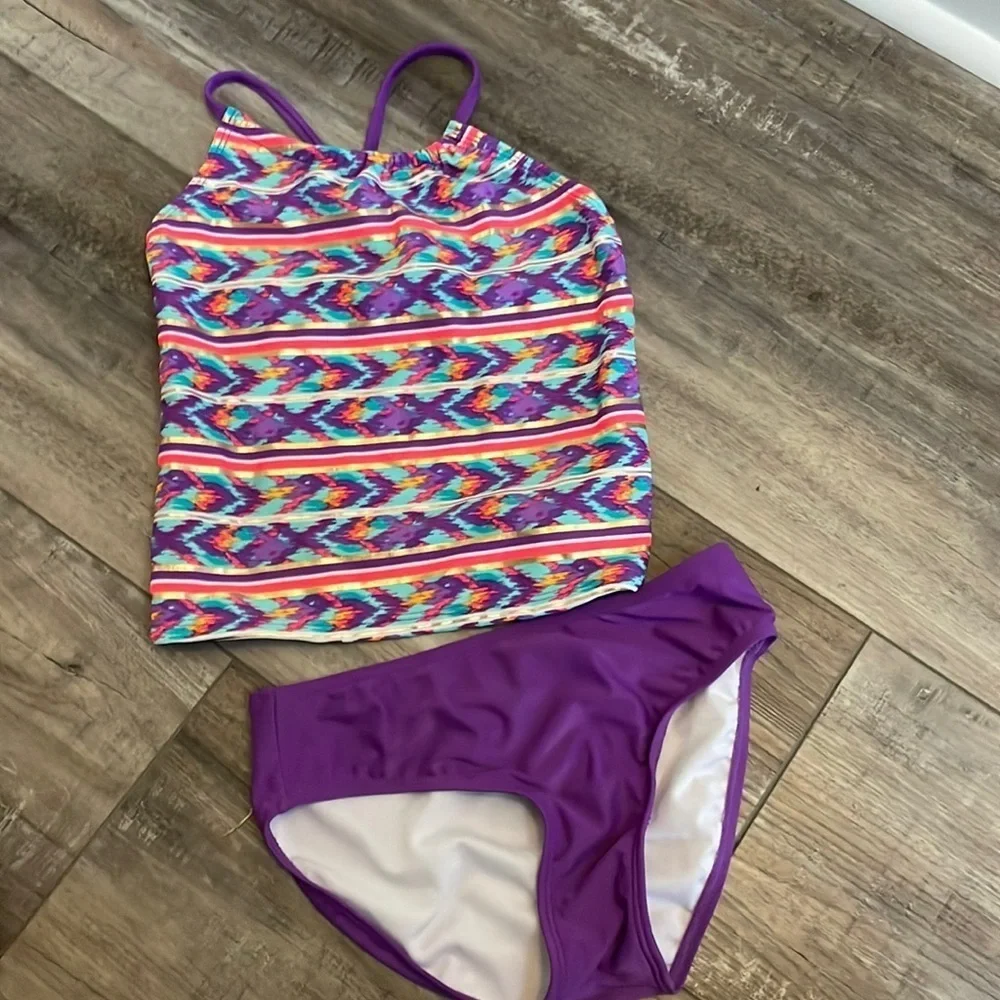 Circo purple metallic tankini swimsuit